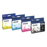 Combo 4 Cartuchos Epson 206 Originales Negro Y Colores