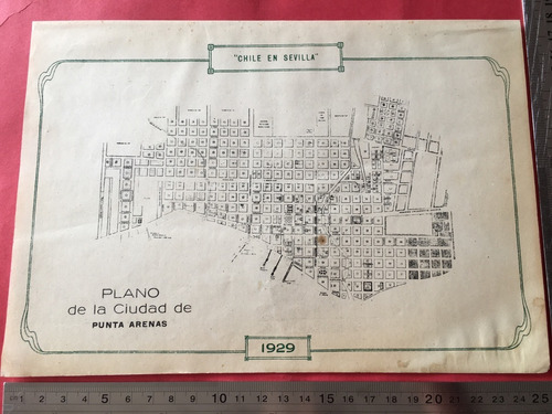 Antiguo Plano Ciudad Punta Arenas Chile Año 1929 Magallanes