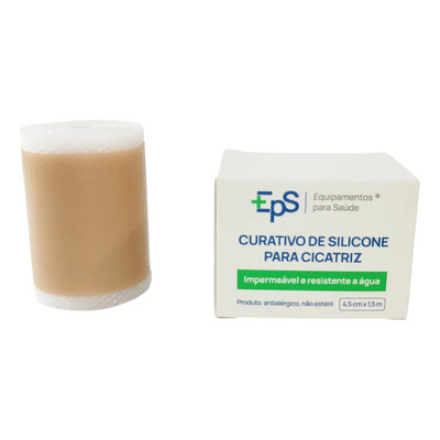 Fita Cicatrizante Adesivo para Queloide 4,5cm X 1,5m Fita De Silicone Para Cicatriz Quelóide Curativo Fita de Silicone Pos Cirurgica Não Estéril EPS Equipamentos para Saúde | Parcelamento sem juros