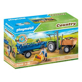 Figura Armable Playmobil Country 71249 Tractor Con Remolque 42 Piezas 3+