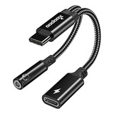 Adaptador Usb C 2 En 1 Para Audífonos Y Cargador - Jack De