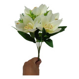 Buquê Orquídea Flor Artificial Com Folhagem Para Decoração