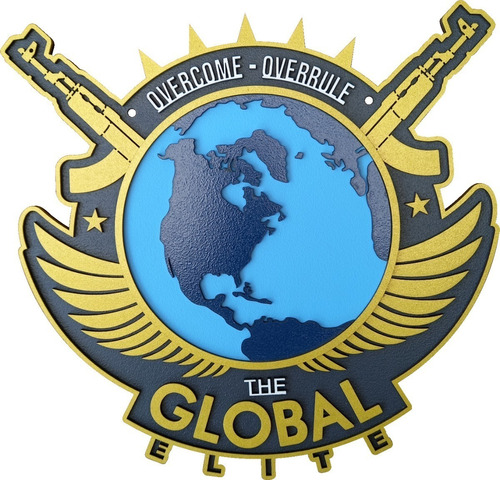 Placa Csgo Global Elite Counter Strike Mdf Camadas 44cm