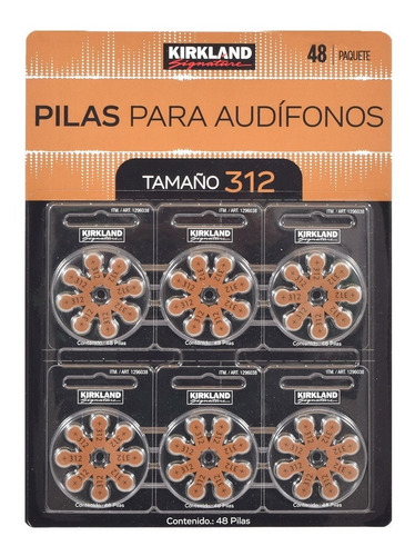 Batería Pila Audífonos 312 Aparato Auditivo 48 Pila Kirkland