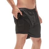 Short Gimnasio Licra Bolsillo  Licra Hombre 2 En 1