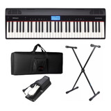Teclado Roland Go Piano Go61p Bluetooth C/ Fonte + Kit