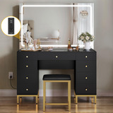 Yitahome Vanity Desk Set With Led Lighted Mirror & Power