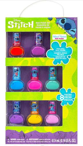 Set Infantilx8 Esmaltes Stitch A Base De Plantas Importado