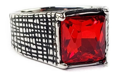 Anillo Estilo Turco De Lujo Elegante Rojo Acero Inoxidable C