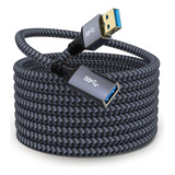 Cable Usb 3.0 Macho A Hembra Trenzado Negro Largo