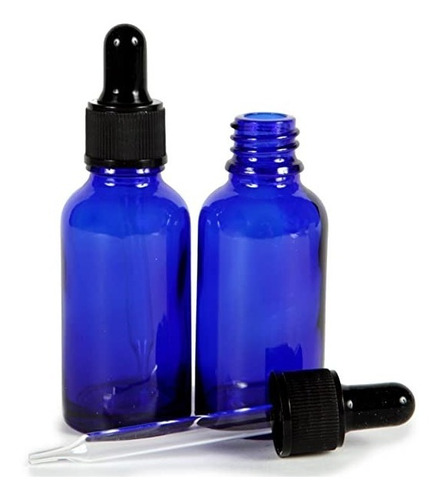 Gotero Vidrio 30 Ml Con Pipeta  Color Azul  Caja Por 10 Und