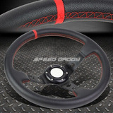 350mm 3  Deep Dish 6-bolt Black Vinyl Leather Aluminum R Sxd