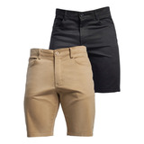 Paquete 2 Bermudas De Gabardina Shorts Algodón Hombre