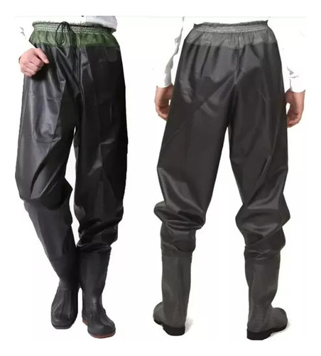 Pantalon Wader Pvc Tiro Alto + Bota Termosellada Ideal Vadeo