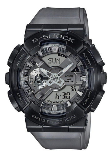 Reloj Casio G-shock Midnight Fog Gm-110mf-1adr, Correa, Color Gris, Bisel, Color Gris, Fondo Gris