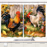 Hatesah Cortinas De Cocina Con Diseño De Gallo, Diseño De Gi