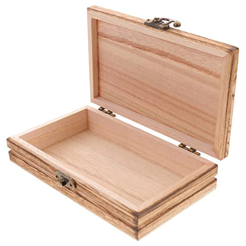 Sewroro Caja De Madera Con Tapa Con Bisagras Cofre Del Tesor