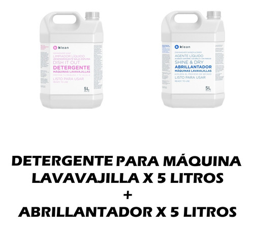 Combo Lavavajilla Detergente 5l + Abrillantador 5l
