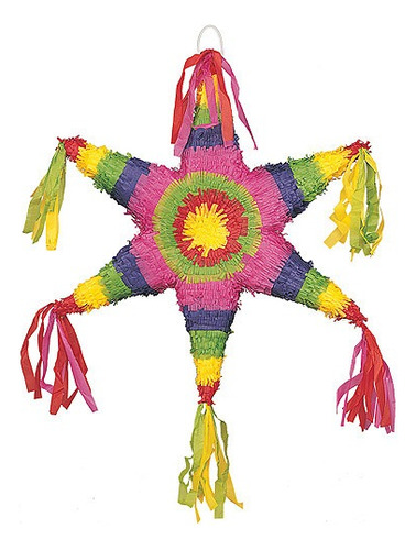 Piñata Fiesta Mexicana Papel Estrella Picos De Colores