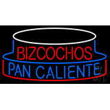 Letrero Led Neon Pan Bizcochos Calientes Ancho 40cm Luminoso