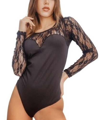 Mujer Delicada Adorable Body Con Mangas D Encaje Sexy 85-110