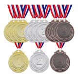 Medallas Deportivas De Oro/plata/bronce Con Lanyard 12 Pzs 