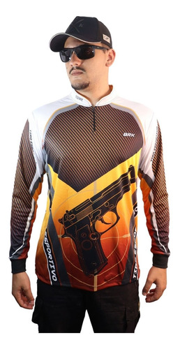 Camisa Camiseta Tiro Esportivo Atirador Brk Laranja Uv50+