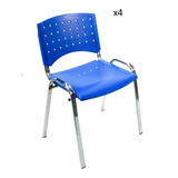 Silla Apilable Oficina Cromada Fija Plastica Reforzada X4 