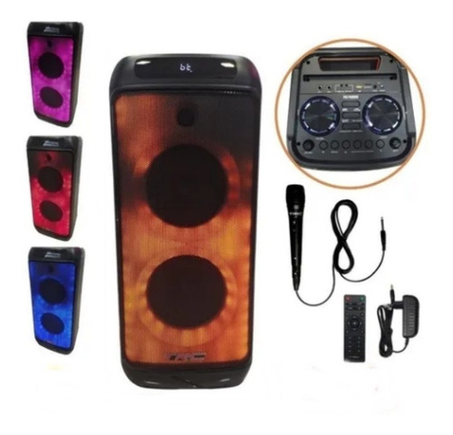 Caixa De Som Bluetooth 900w Led Fm Trc Pro900 Função Karaoke