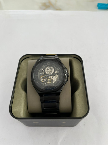 Reloj Automático Negro Fossil Bq 2621 Imp Usa Para Hombre, Bisel Negro Ahumado