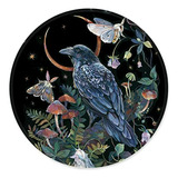 Mouse Pad Retro Negro Con Raven, Mariposas Y Setas Mágicas