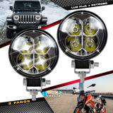 2 Faros 4 Led Auxiliar Redondo Universal