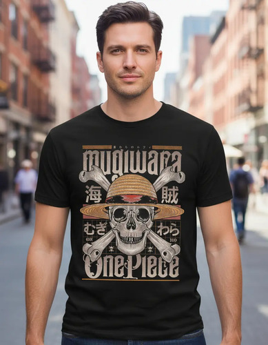 Playera One Piece Tripulación Calavera Mugiwara Negra | Meses sin interés