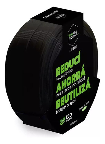 Filamento Pla  3d Hellbot Ecofila Recarga 1kg Color Negro