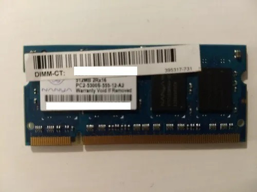 Memoria Ram Laptop Nanya 512 Mb 2rx16 Pc2-5300s-555-12-a2