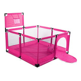 Corral Seguridad Bebes Con Aro De Basket 128cm Rosado