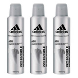 Desodorante Aerossol adidas 150 Ml Masc Invisible-kit C/3un