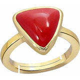 Anillo Ajustable Natural Italiano Rojo Coral Moonga Panchdha