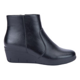 Bota Casual Mujer Botín Cuña Shosh Confort Negro  1208