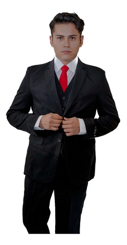 Traje Completo Color Negro + Camisa + Corbata + Envio Gratis