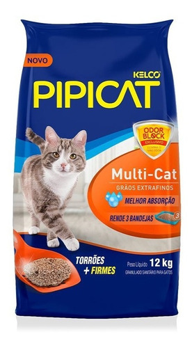 Areia Sanitária Kelco Pipicat Multicat 12 Kg Gatos