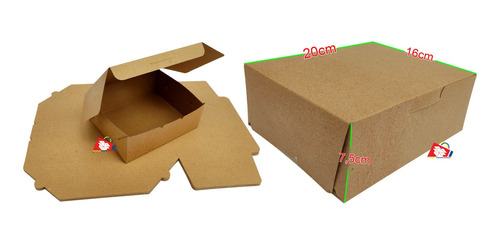 20 Cajas Para Restaurante De 20x16x7,5cm Antigraso Kraft