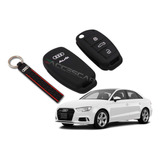 Kit Capa Silicone Chave Canivete Audi Sline A1 A3 + Chaveiro