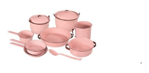 Ollas Bateria Cocina Rosa De 11 Piezas Peltre