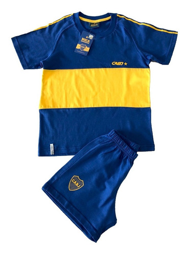 Conjunto Camiseta Retro Boca Juniors Niño Oficial 2 A 6 Años