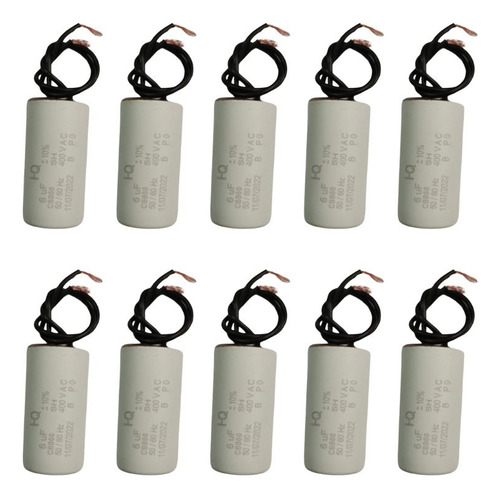 Capacitor 6uf X 400v P/ Partida Motores Diversos (10 Peças)