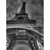 Torre Eiffel Fotografía B/n Con Marco Lienzo Canvas Cuadro 