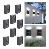 8pcs Jardín Exterior Impermeable Lámpara Solar De Pared