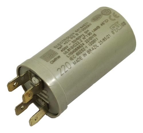 5x Capacitor Electrolux Weg 4uf 400vac 4 Pinos 5,5x3cm