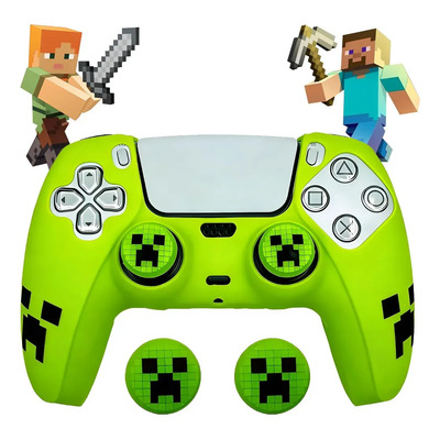 Funda Protectora Control Para Ps5 Minecraft Grips Dualsense Verde Lima | Meses sin interés
